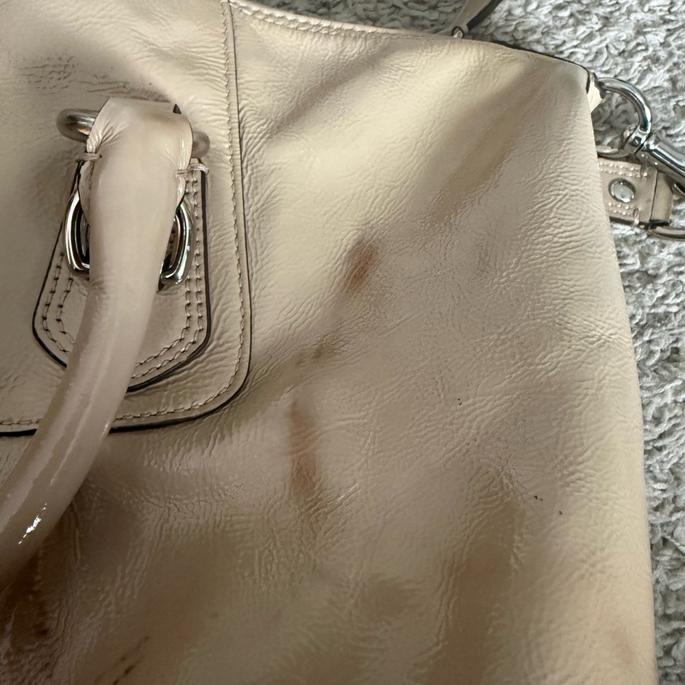 Coach Beige Leather Satchel with Floral Scarf - Picture 8 of 10